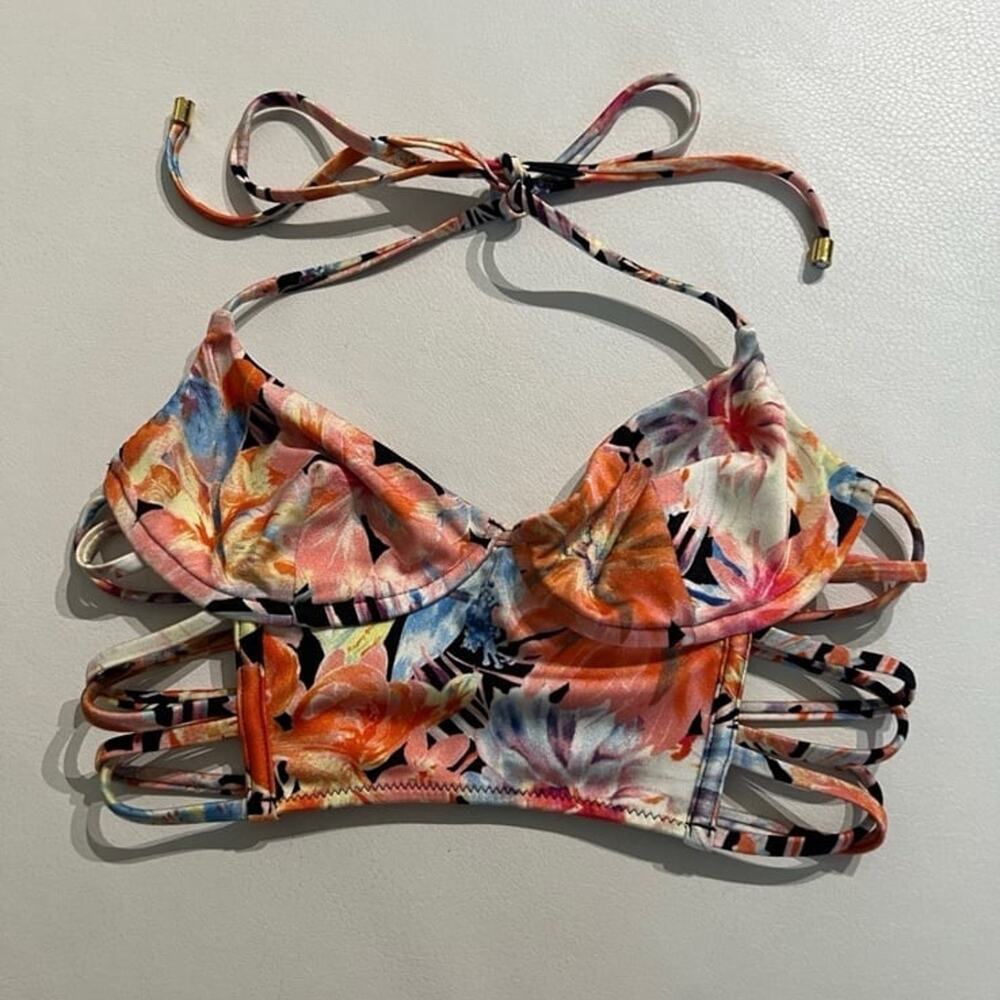 Victoria’s Secret Floral Lace Up Sides Bikini Top